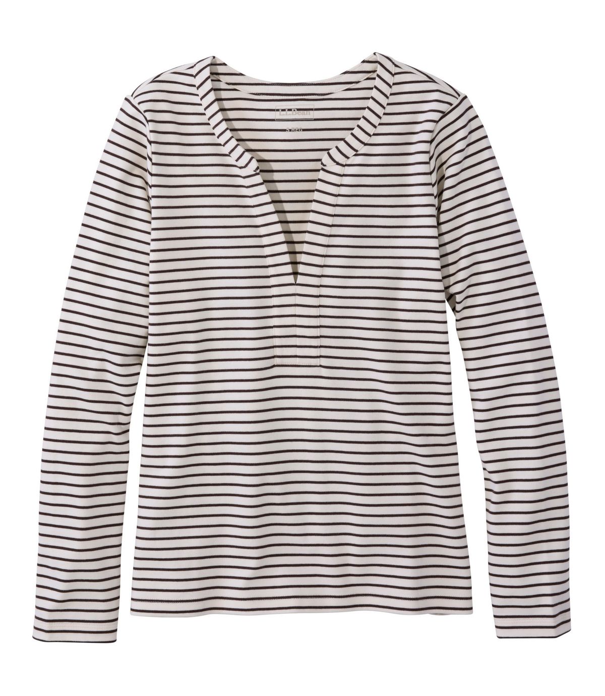 Women's L.L.Bean Tee, Long-Sleeve Splitneck Stripe - US 4386