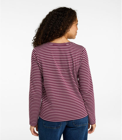 Women's L.L.Bean Tee, Long-Sleeve Splitneck Stripe - US 4386