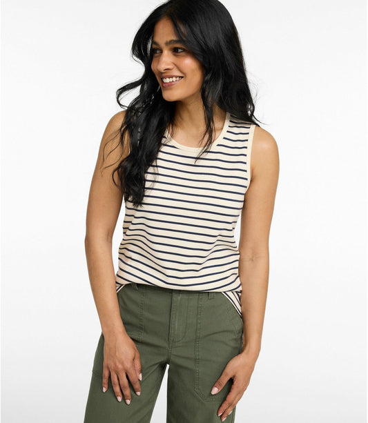 Women's Pima Cotton Tee, Shell Stripe - US 6448