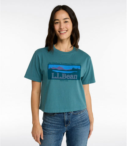 Women's Mountain Classic Tee, Short-Sleeve Cropped Boxy Crewneck Logo - US 5468