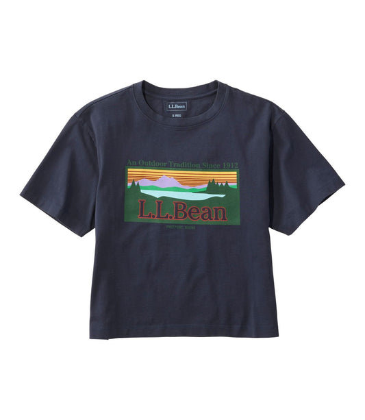 Women's Mountain Classic Tee, Short-Sleeve Cropped Boxy Crewneck Logo - US 4006