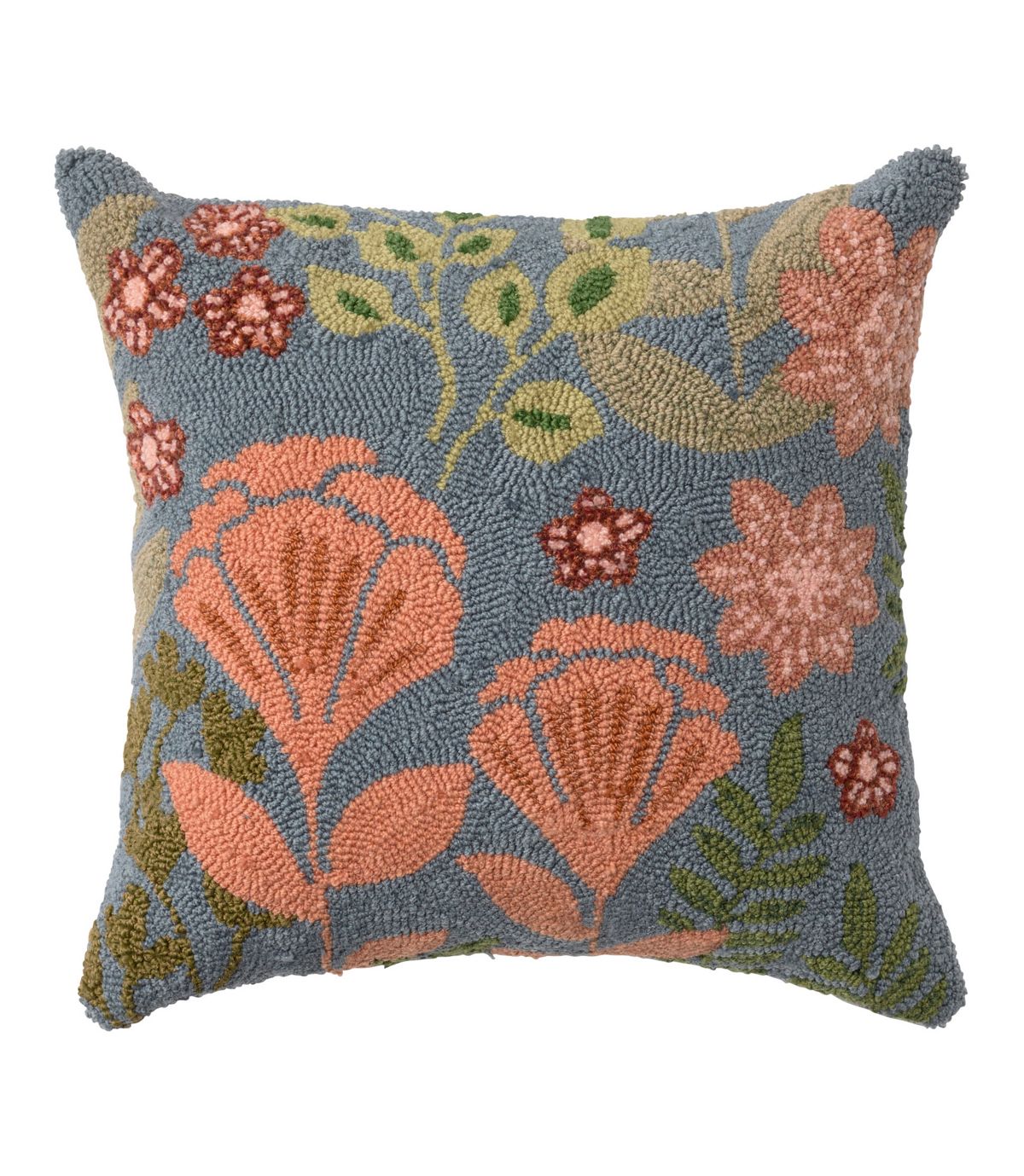 Indoor/Outdoor Hooked Pillow, Floral Bloom, 18" x 18" - US 7337