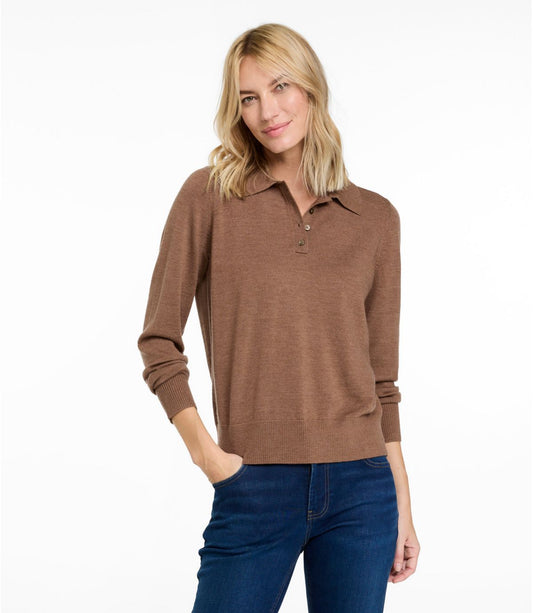 Women's Essential Merino Wool Sweater, Polo - US 3152