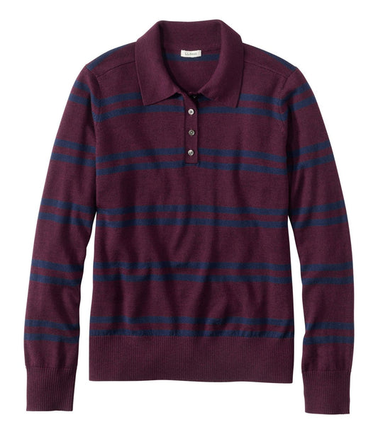 Women's Essential Merino Wool Sweater, Polo Stripe - US 3932