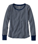 Women's Waffle-Knit Top, Long-Sleeve Jewelneck Stripe - US 6549