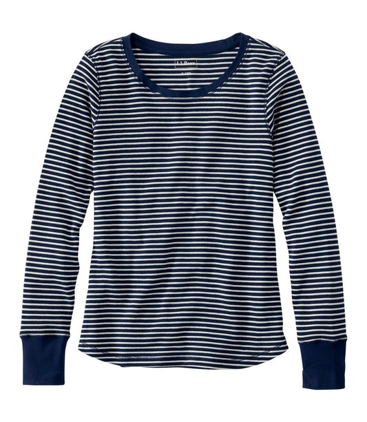 Women's Waffle-Knit Top, Long-Sleeve Jewelneck Stripe - US 6549
