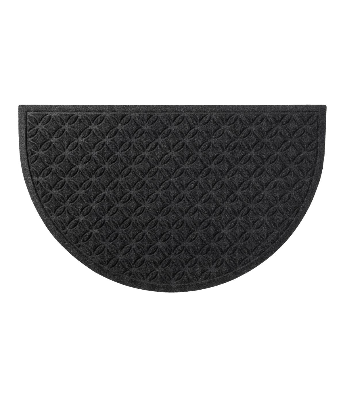 Heavyweight Recycled Waterhog Doormat, Half Round, Geometric Rings - US 5983