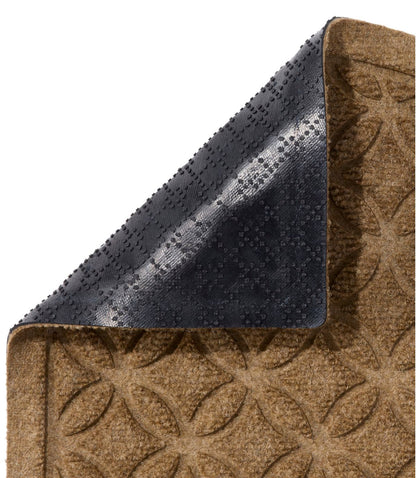 Heavyweight Recycled Waterhog Doormat, Half Round, Geometric Rings - US 5983