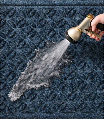 Heavyweight Recycled Waterhog Doormat, Half Round, Geometric Rings - US 5983