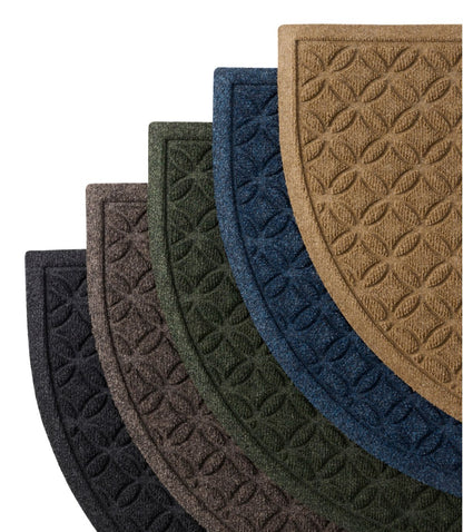 Heavyweight Recycled Waterhog Doormat, Half Round, Geometric Rings - US 5983